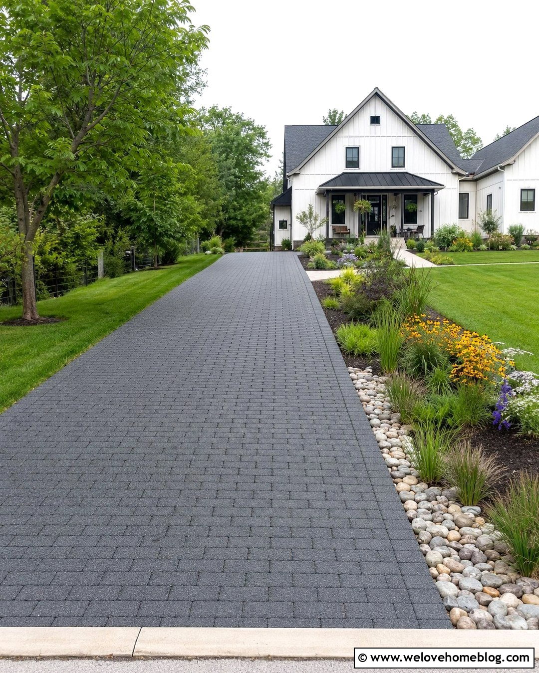 Permeable Driveway With A Rain Garden - 20 Creative Driveway Landscaping Tips Ideas