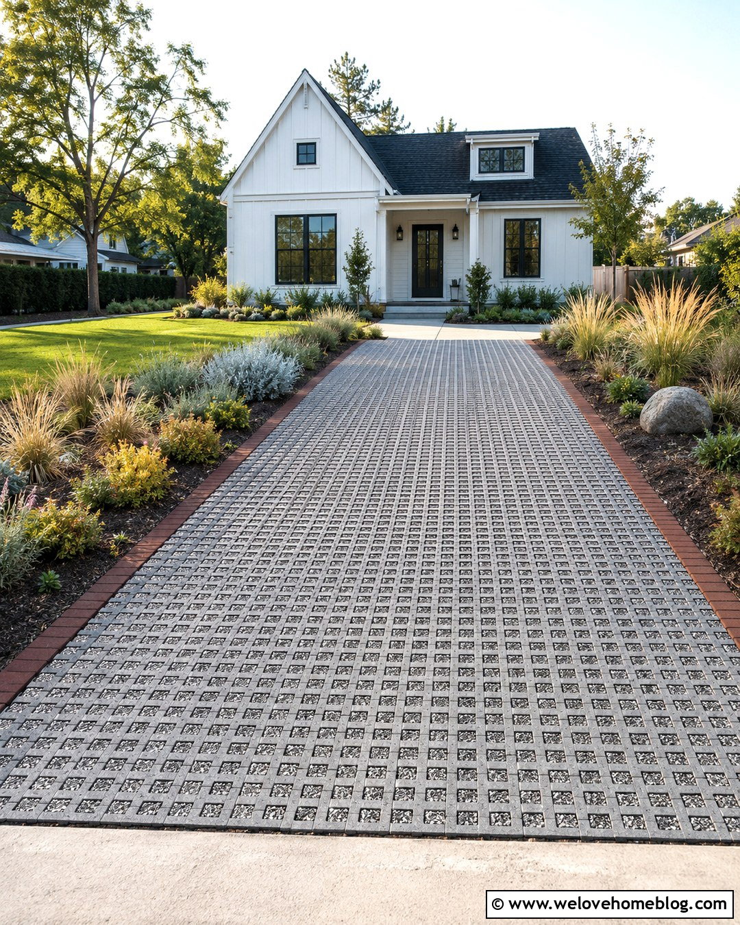 Permeable Driveway With Brick Edging - 20 Driveway Brick Edging Ideas