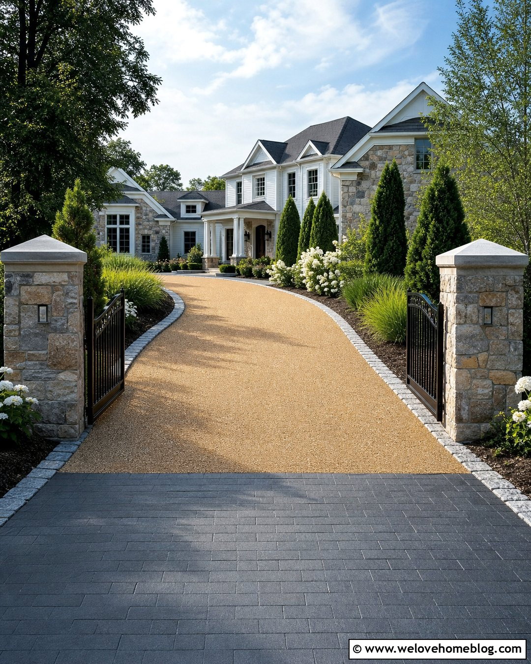 Permeable Driveway With Gate And Pillars - 20 permeable driveway design ideas