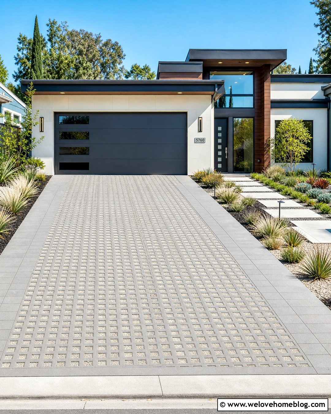 Permeable Driveway With Modern Garage - 20 Garage And Driveway Ideas