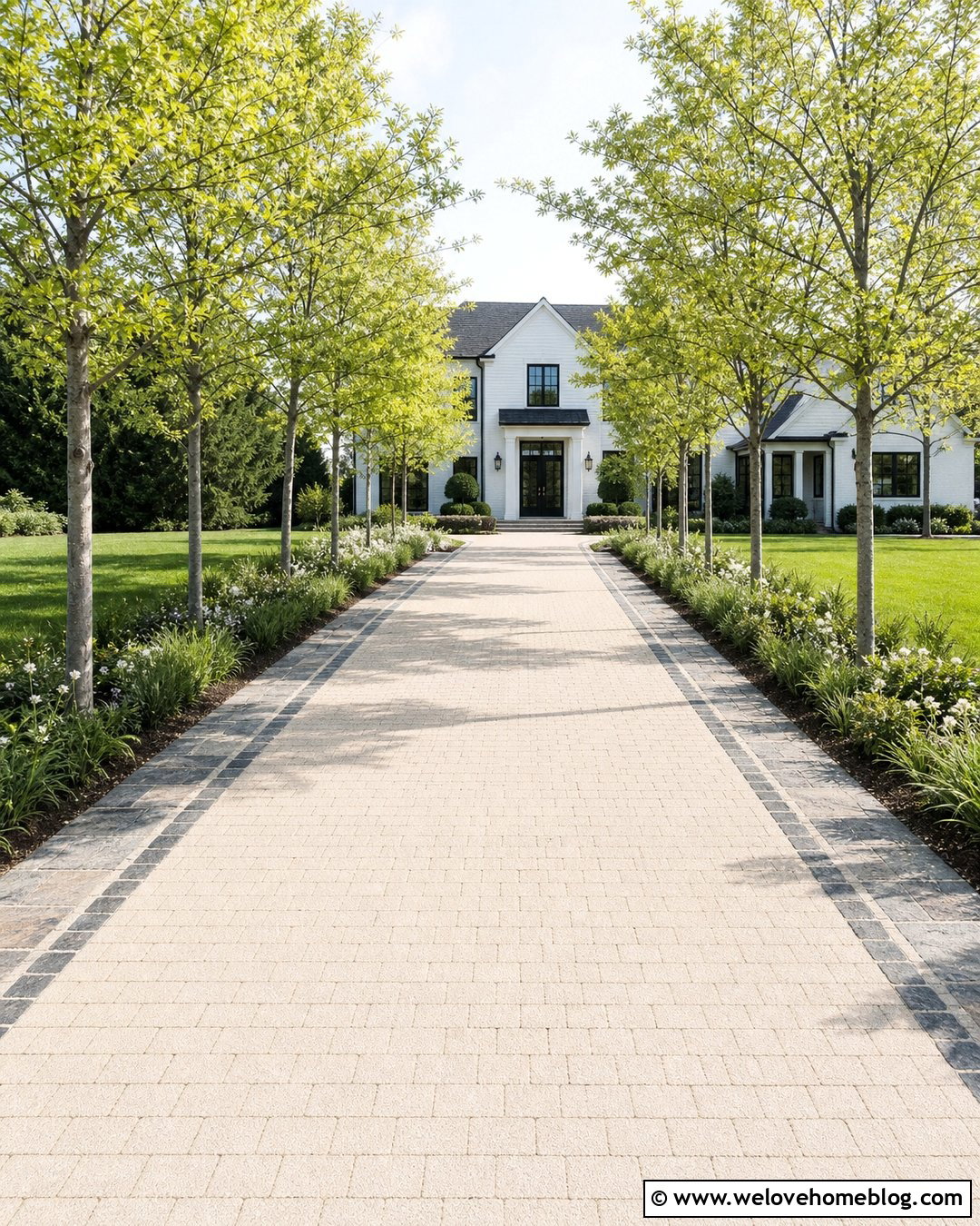 Permeable Driveway With Native Tree Borders - 20 Eco Friendly Driveway Ideas