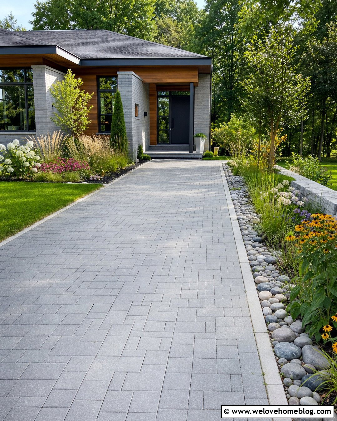 Permeable Driveway With Rain Garden - 20 landscaping driveway ideas