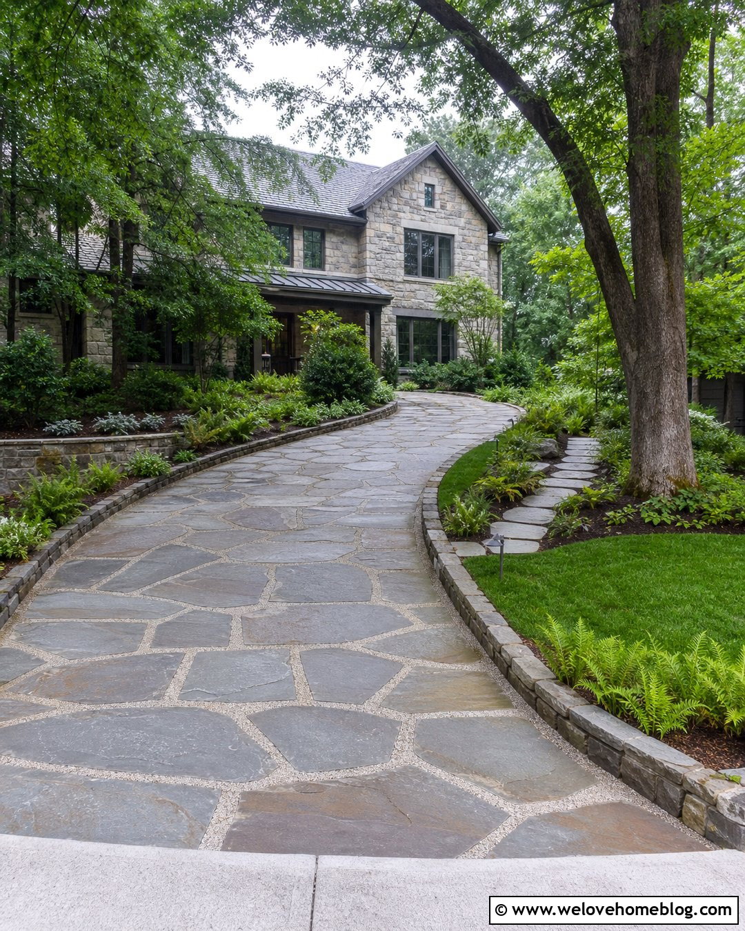 Permeable Flagstone Driveway - 20 Eco Friendly Driveway Ideas