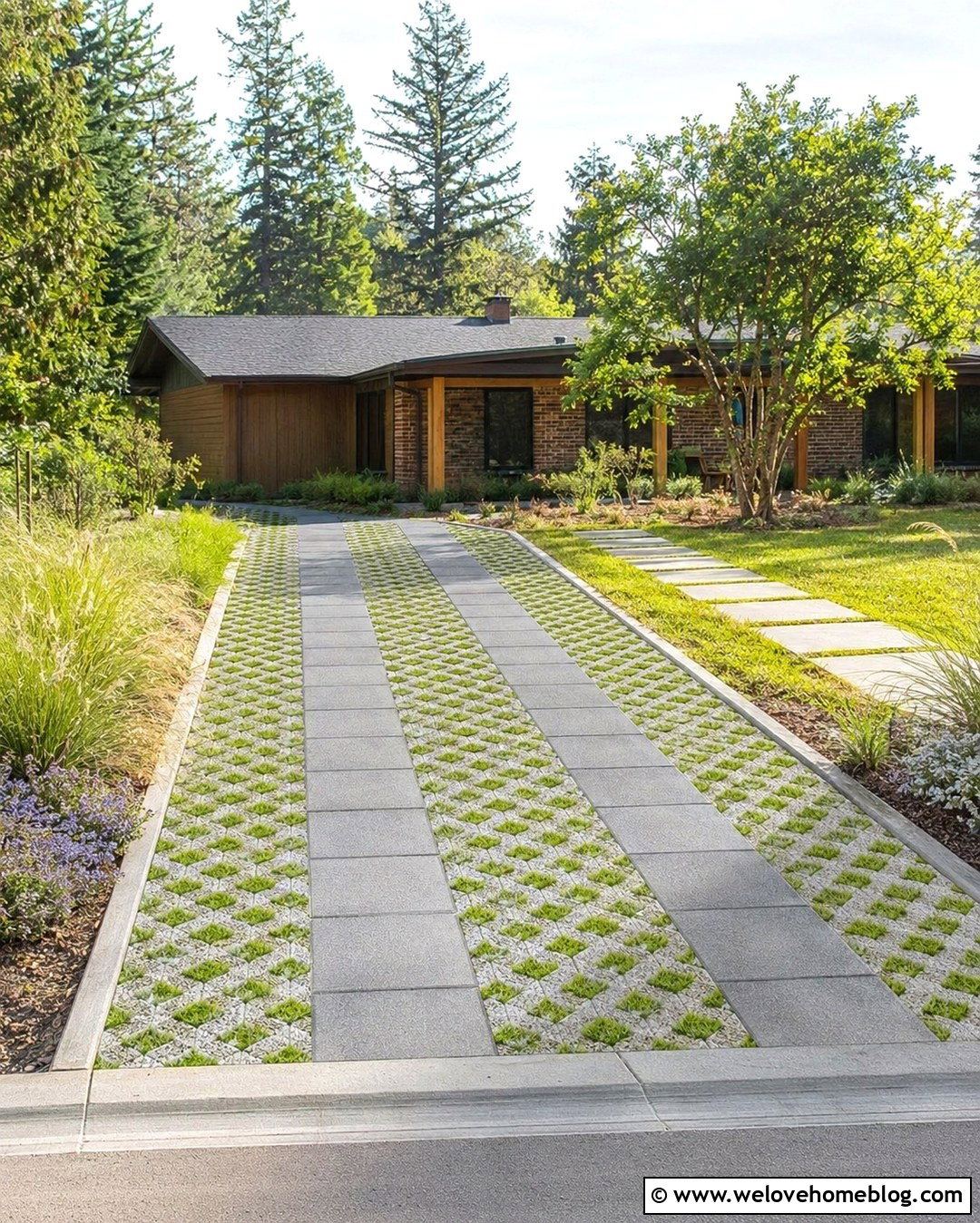 Permeable Paved Driveway With Ranch House - 20 Paved Driveway With House Ideas