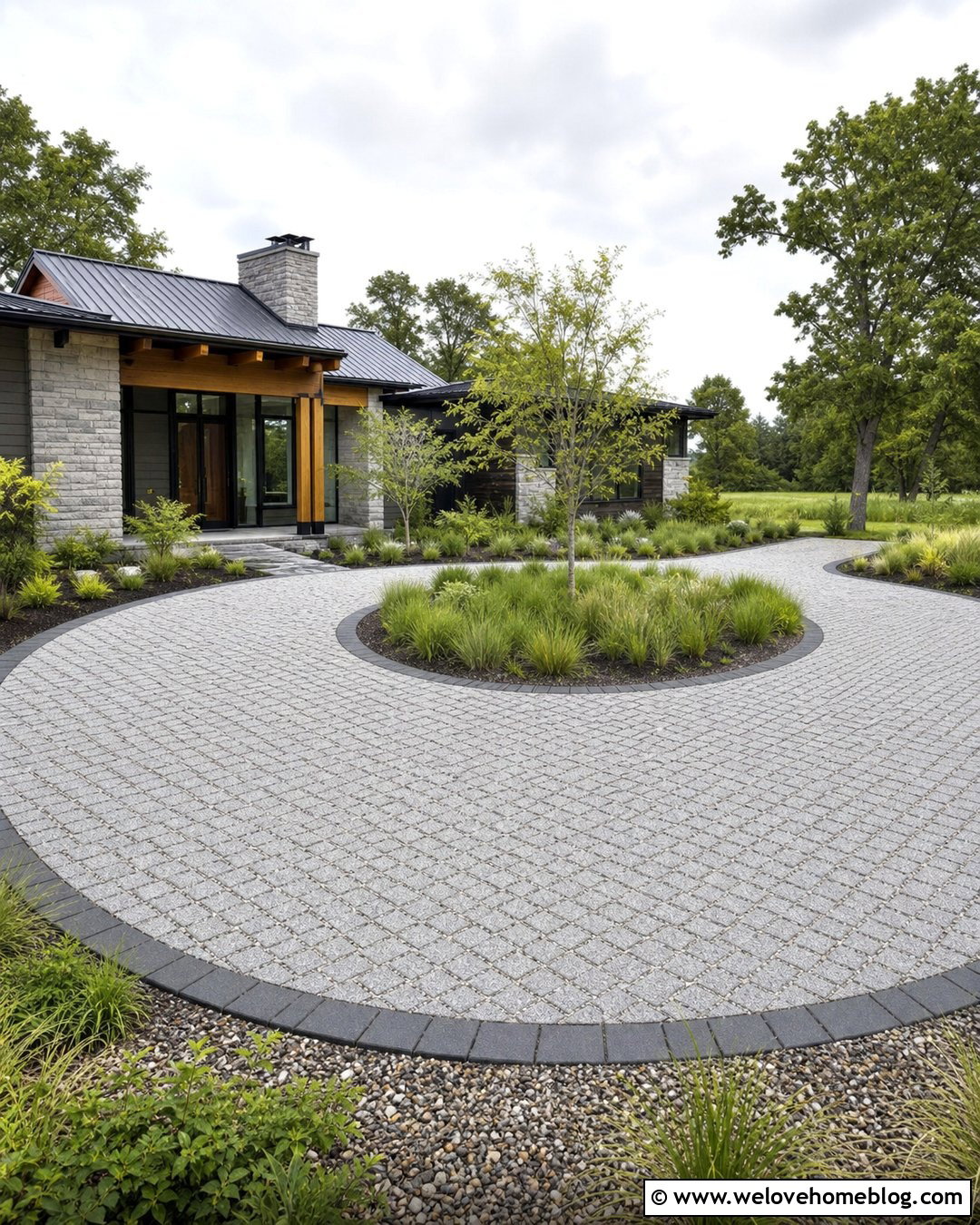 Permeable Paver Circular Driveway - 45 Circular Driveway Ideas