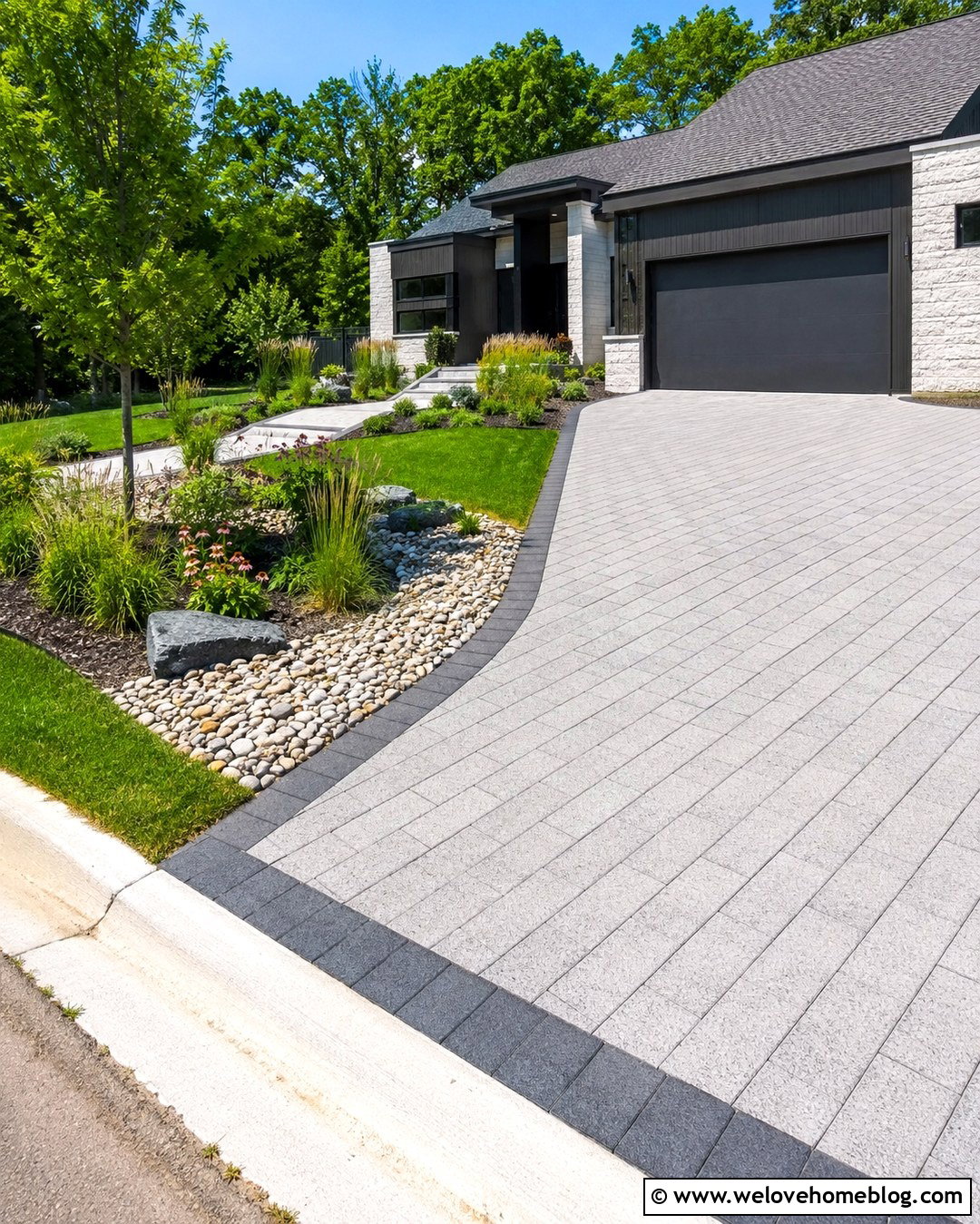Permeable Paver Corner Driveway - 20 Corner Driveway Ideas