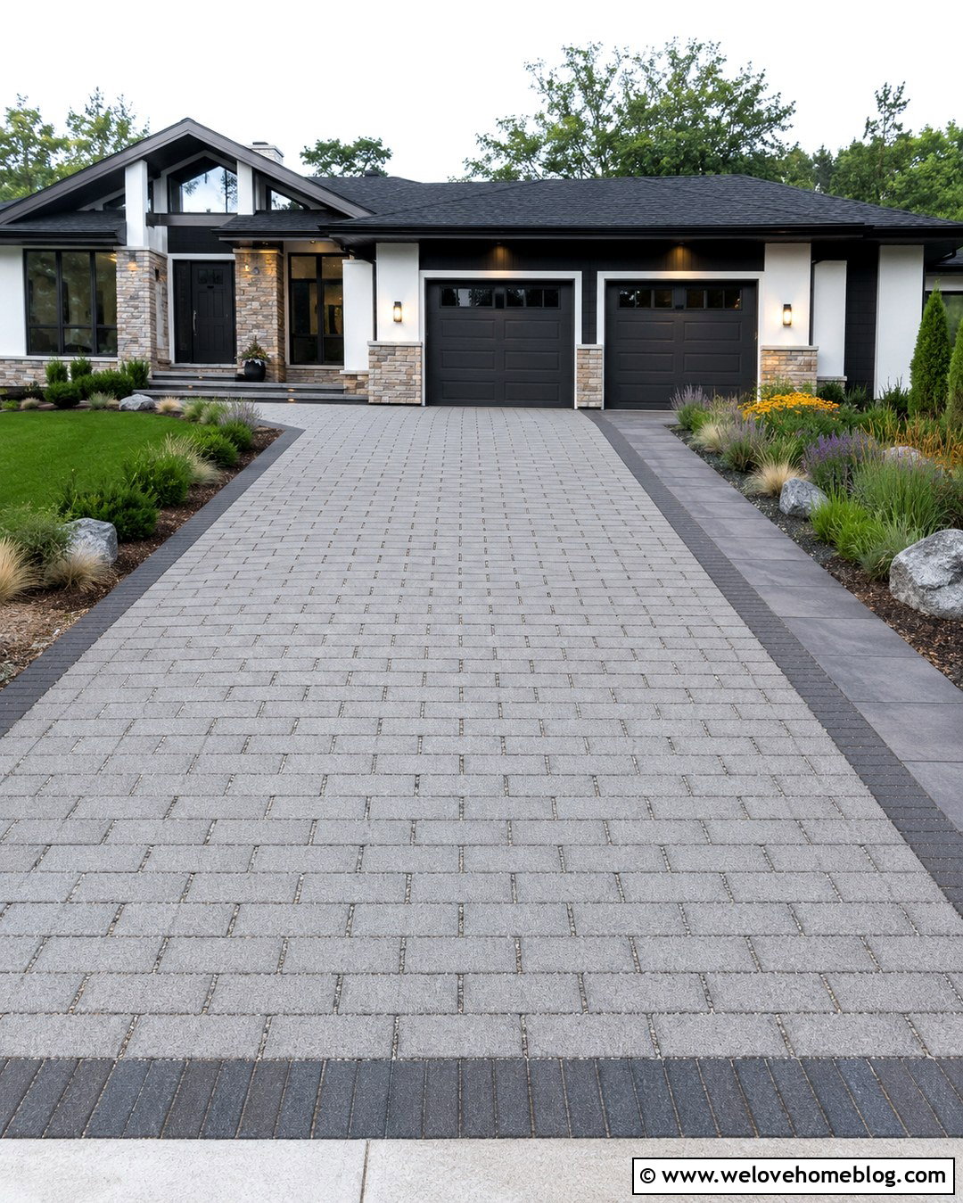 Permeable Paver Double Garage Driveway - 20 double garage driveway design ideas