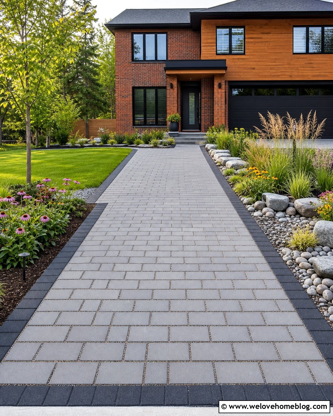 Permeable Paver Driveway - 35 Modern Driveway Design Ideas