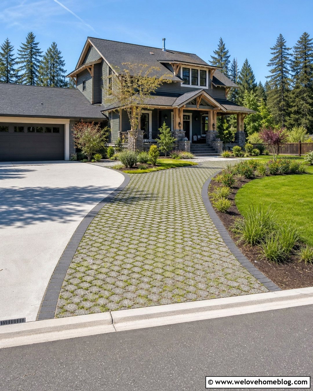 Permeable Paver Driveway Extension With Grass Joints - 30 Extended Driveway Ideas