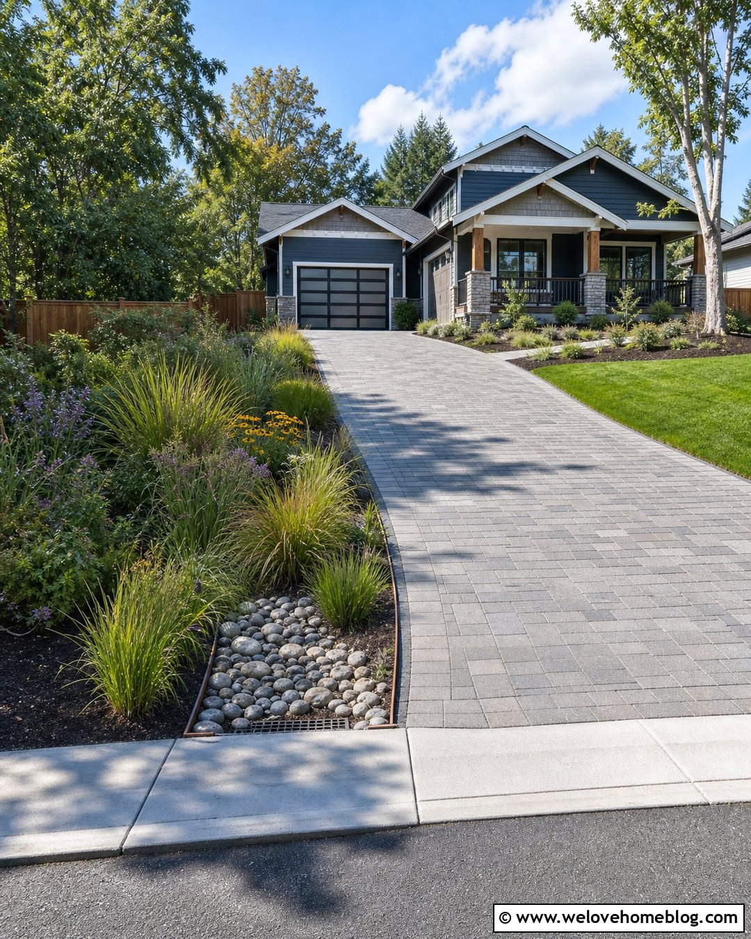 Permeable Paver Driveway With A Rain Garden - 25 landscaping around driveway ideas