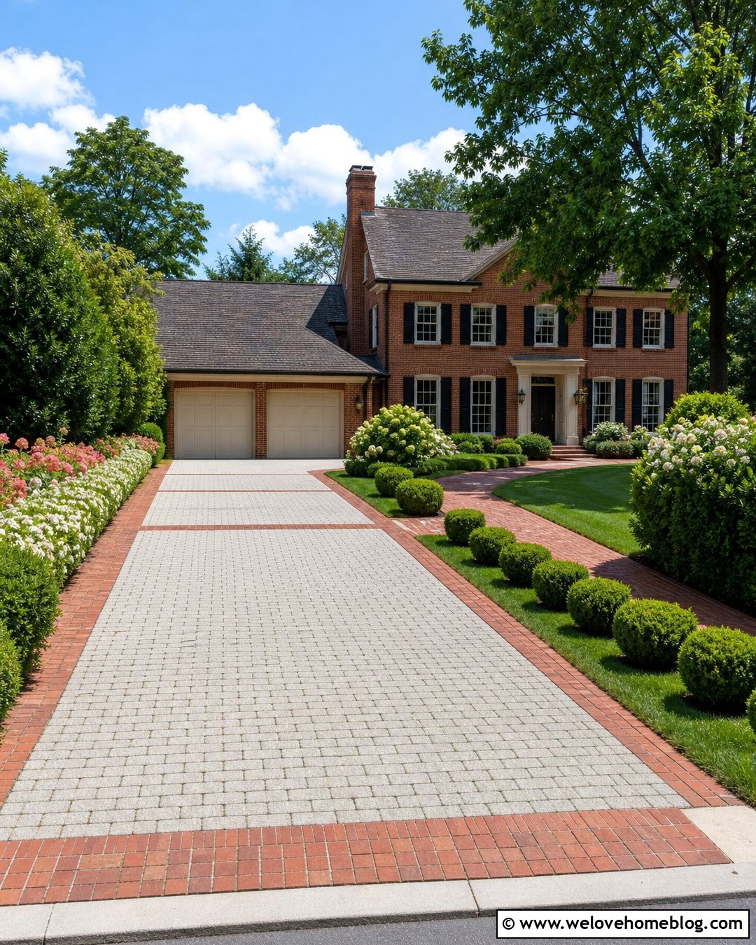 Permeable Paver Driveway With Brick Ribbon Border - 30 Permeable Pavers Driveways Ideas