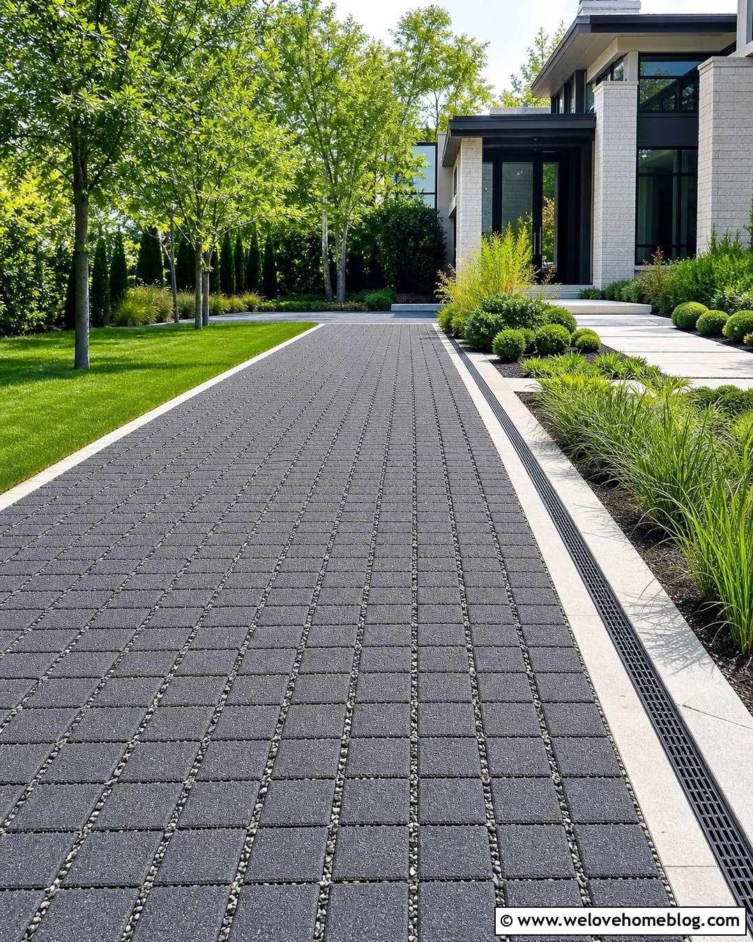 Permeable Paver Driveway With Edge Drain - 35 Driveway Drain Ideas
