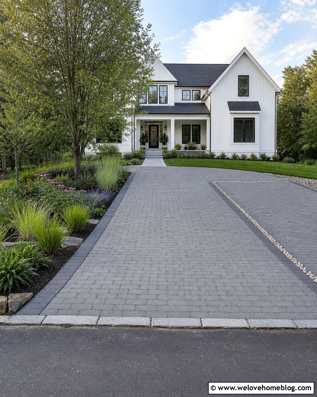 Permeable Paver Driveway With Granite Edging - 20 Granite Driveway Edging Ideas