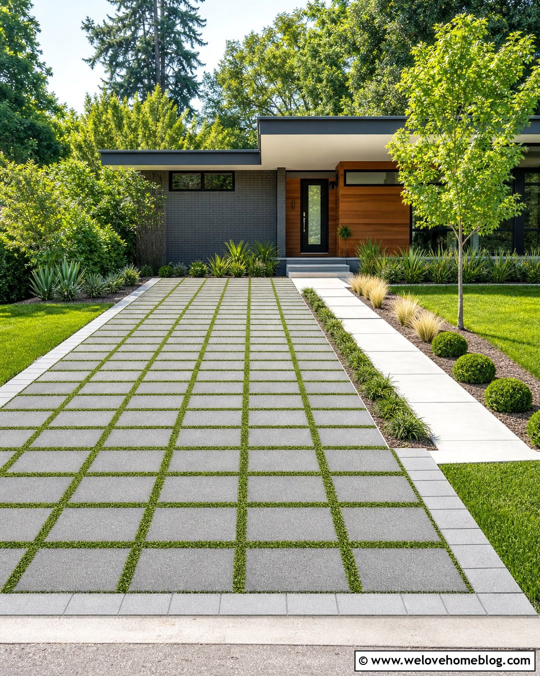 Permeable Paver Driveway With Grass Joints - 40 driveway paving ideas