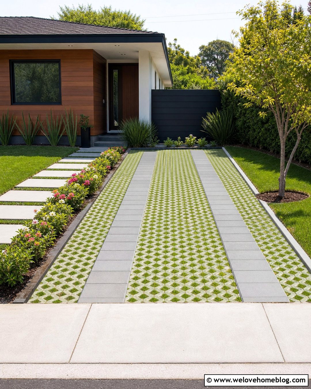 Permeable Paver Driveway With Grass Joints - 20 Driveway Small Front Garden With Parking Ideas