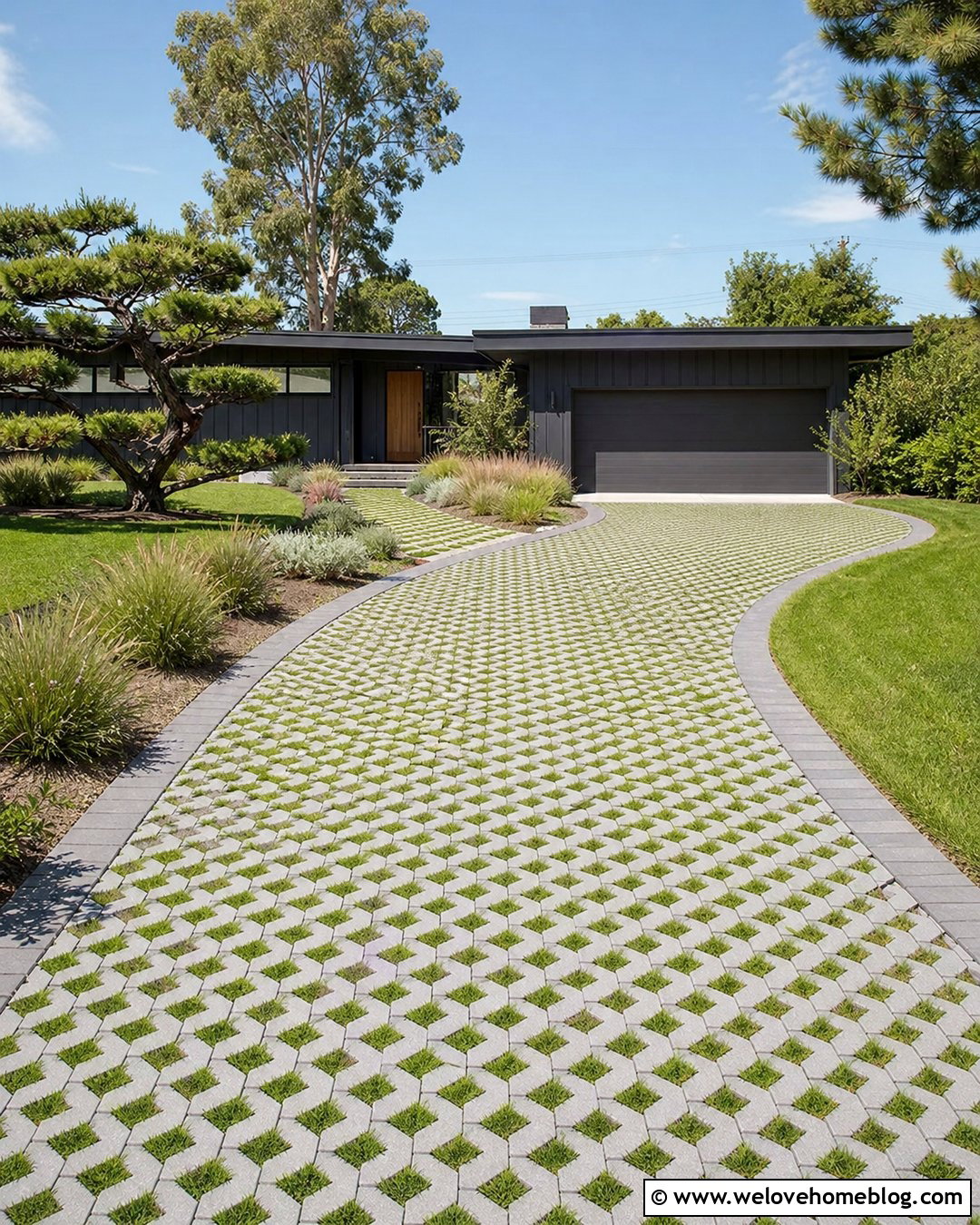 Permeable Paver Driveway With Grass Joints - 25 Elegant Driveway Ideas