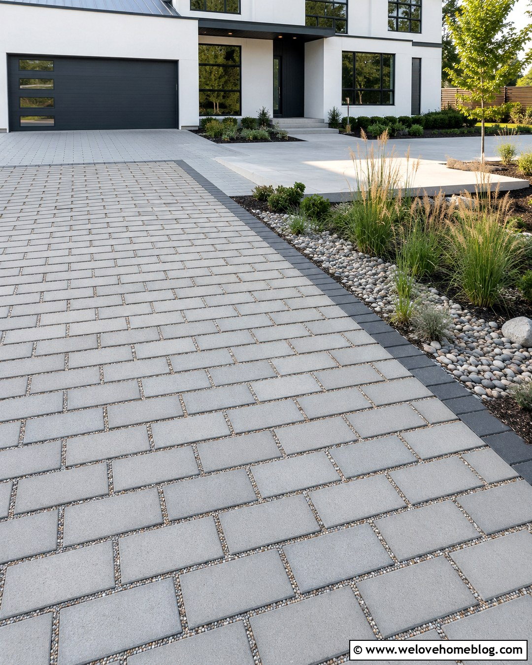 Permeable Paver Driveway With Gravel Joints - 20 driveway construction ideas