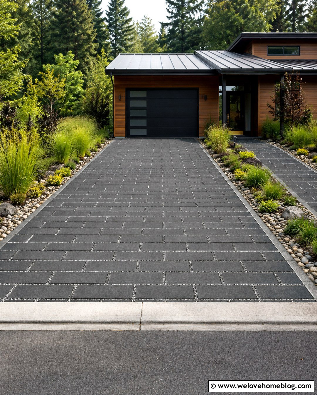 Permeable Paver Driveway With Gravel Joints - 20 modern driveway paver design ideas