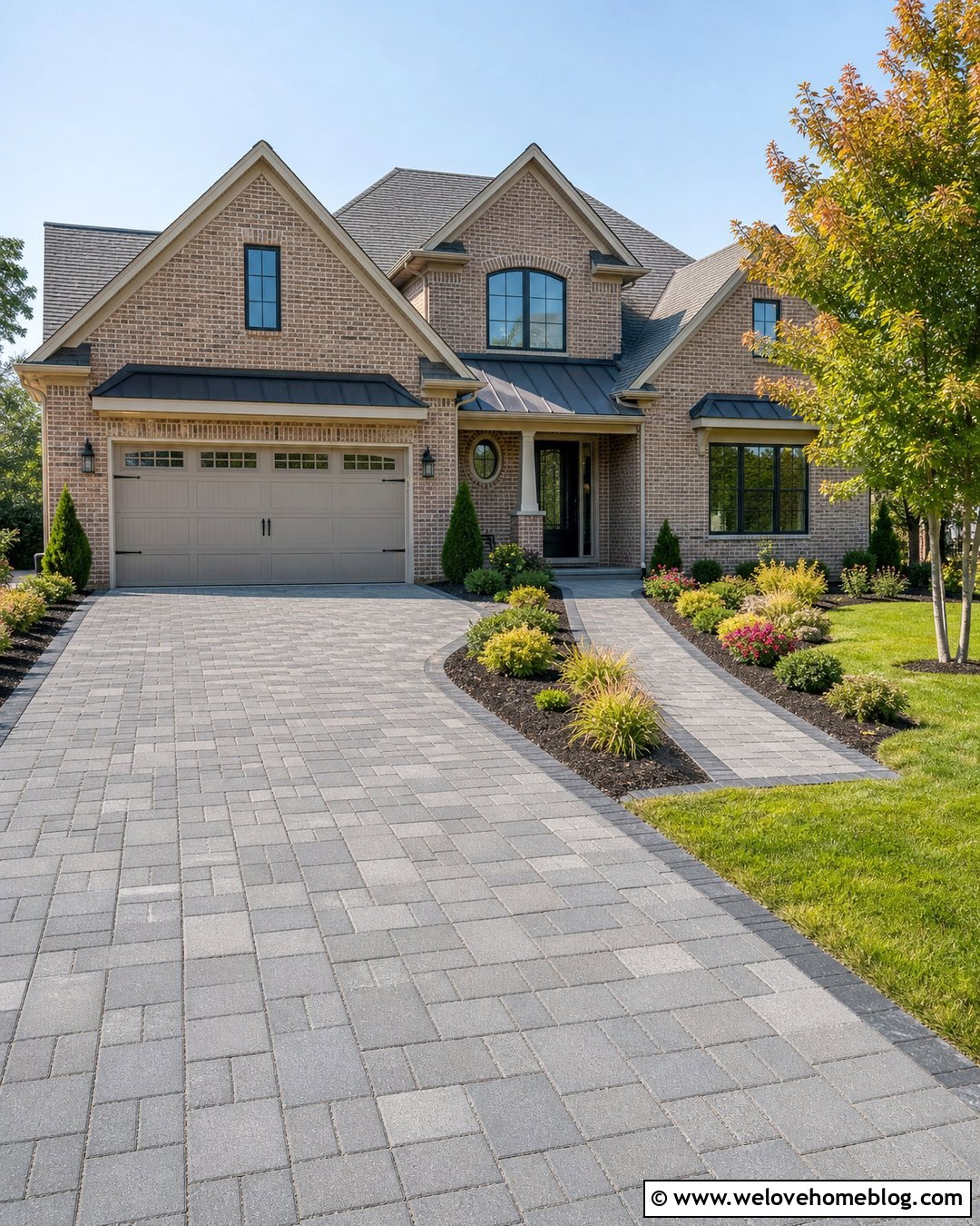 Permeable Paver Driveway With Matching Walkway - 30 Permeable Pavers Driveways Ideas