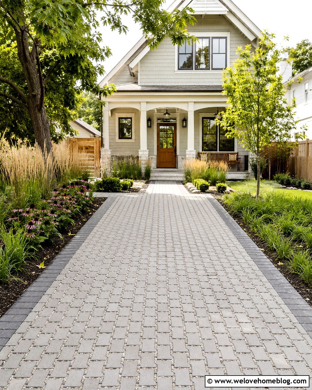 Permeable Paver Driveway With Native Plants - 20 driveway small front garden ideas