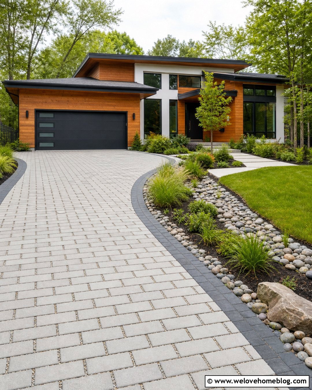 Permeable Paver Driveway With Rain Garden - 20 How To Build A Driveway Ideas