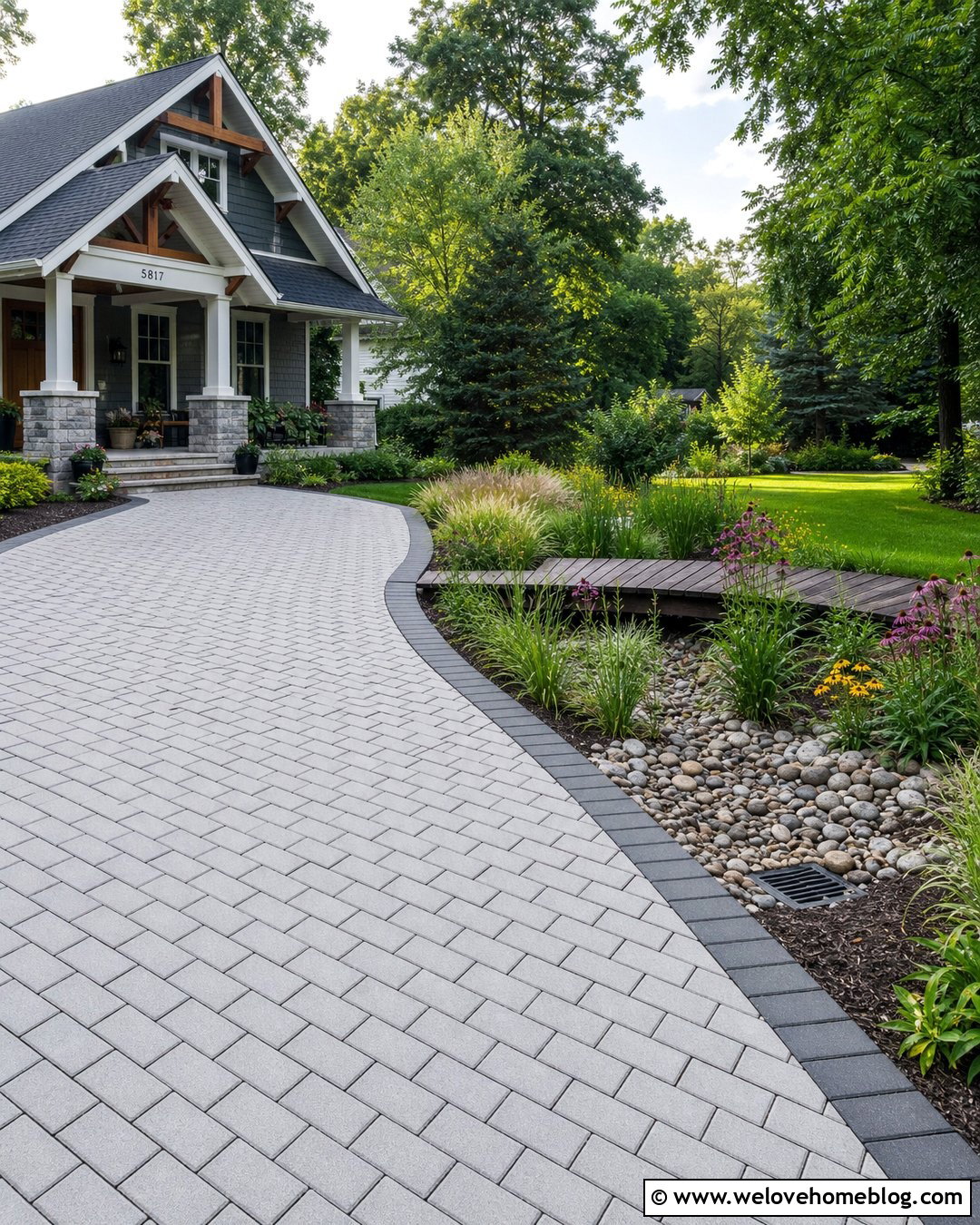 Permeable Paver Driveway With Rain Garden - 20 porous driveway ideas