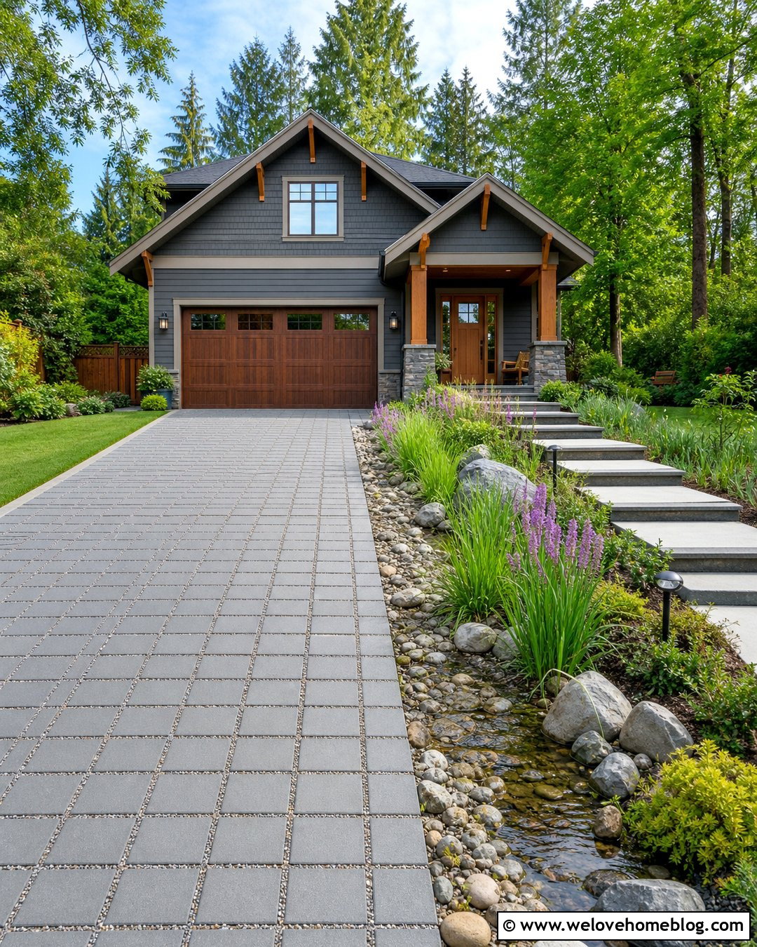 Permeable Paver Driveway With Rain Garden - 20 Driveway And Garden Ideas
