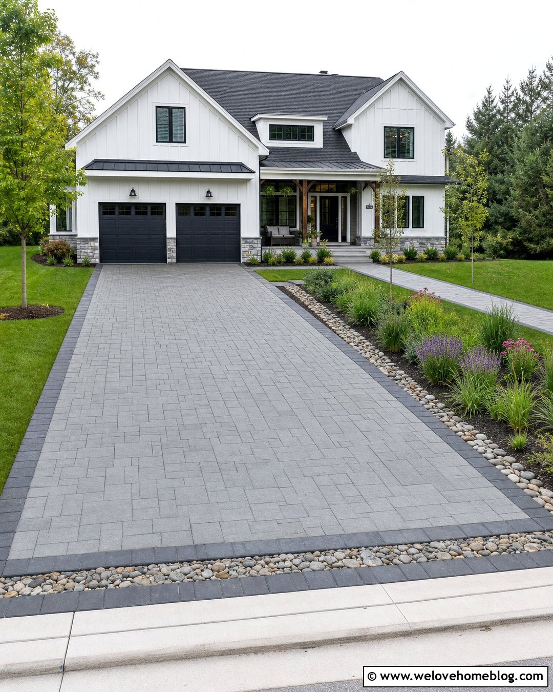 Permeable Paver Driveway With Rain Garden - 25 Car Driveway Ideas