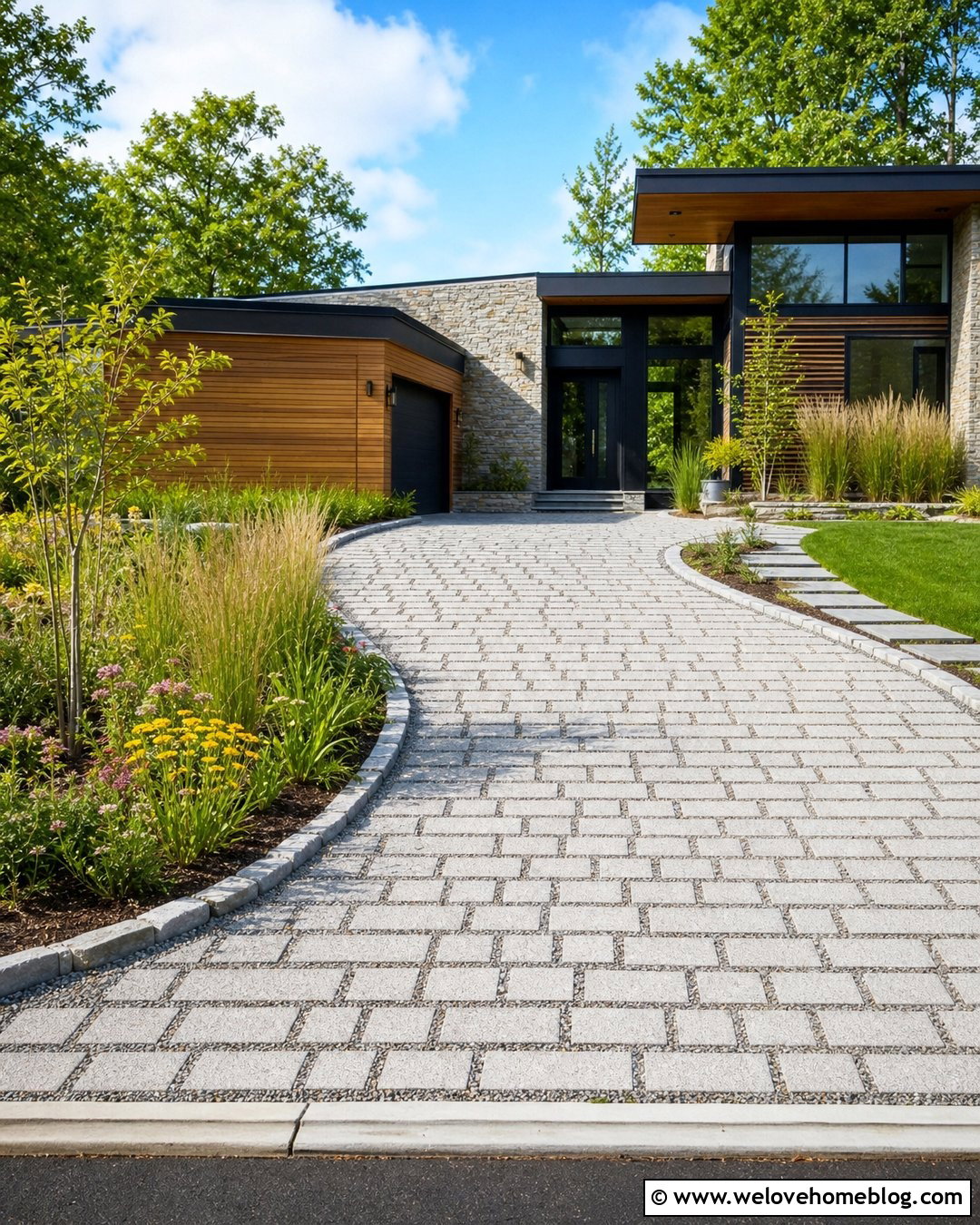 Permeable Paver Driveway With Rain Garden - 35 home driveway ideas