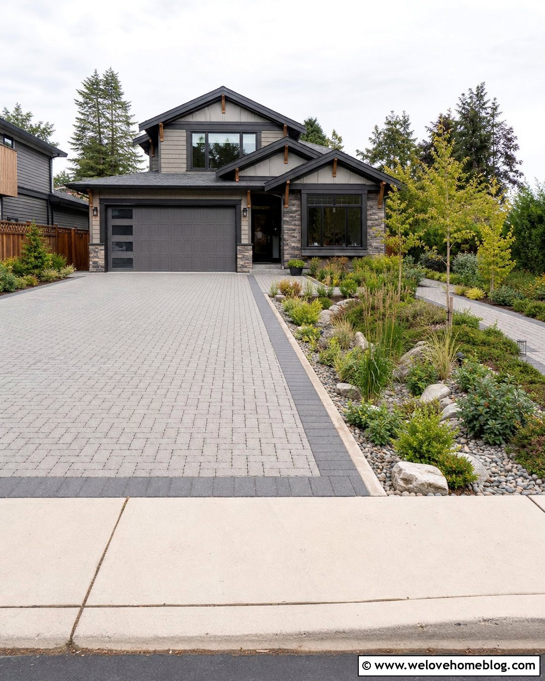 Permeable Paver Driveway With Rain Garden - 20 Driveway Goals Ideas
