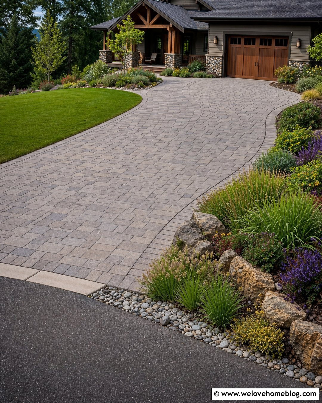 Permeable Paver Driveway With Rain Garden - 20 Driveways With Pavers Ideas