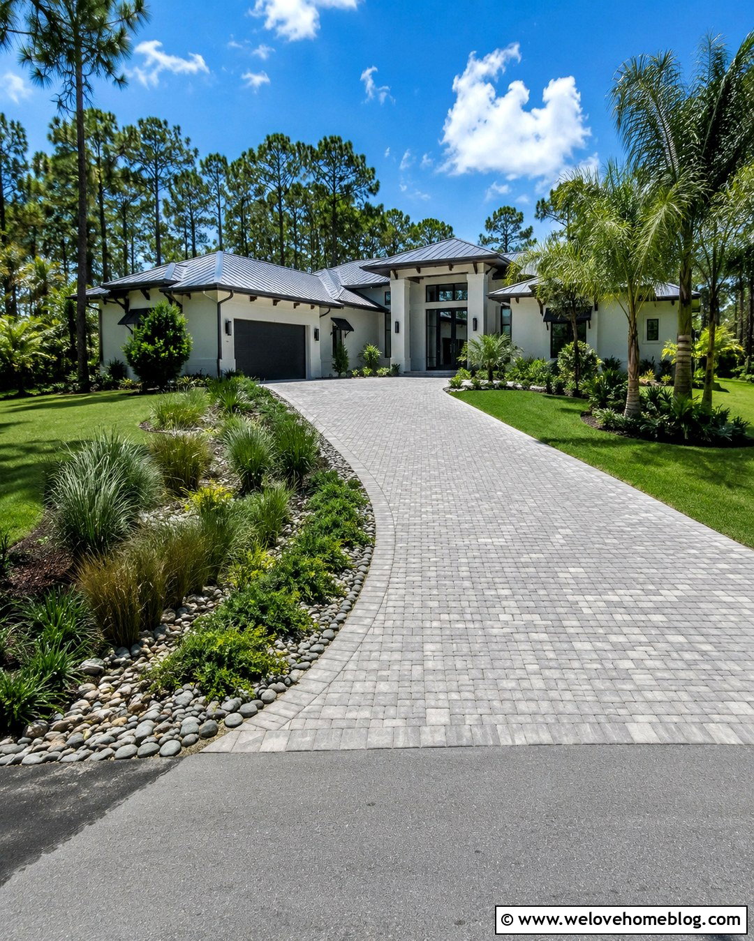 Permeable Paver Driveway With Rain Garden - 20 florida driveway landscaping ideas