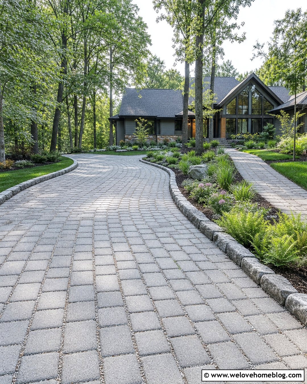 Permeable Paver Driveway With Rain Gardens - 20 driveway through the woods ideas
