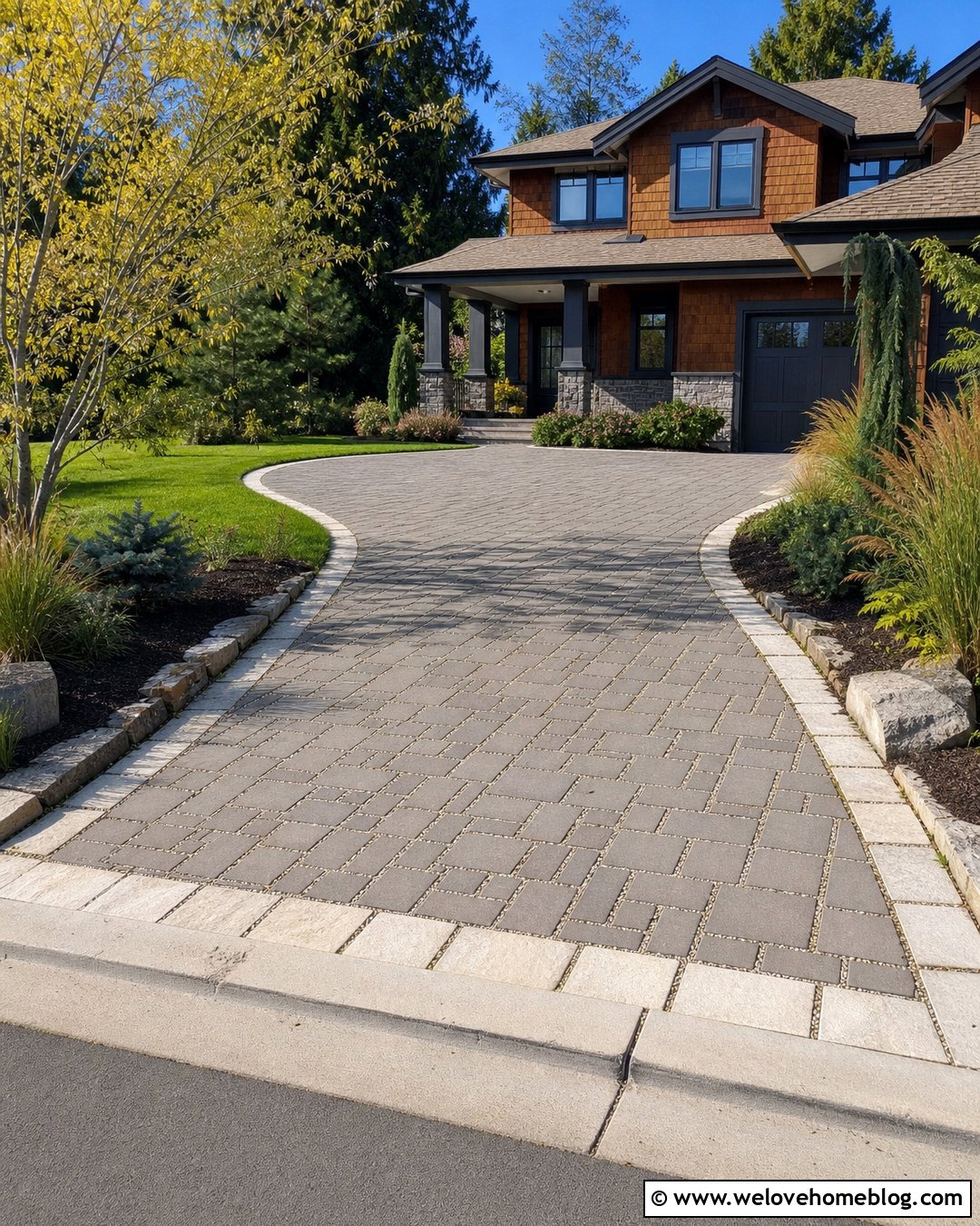 Permeable Paver Driveway With Stone Borders - 20 porous driveway ideas