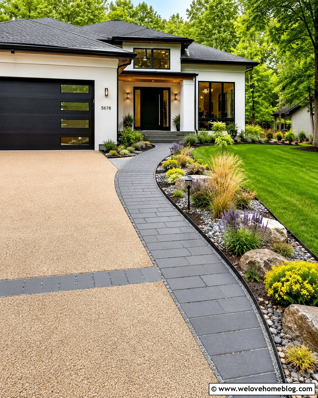 Permeable Paver Path - 20 Path From Driveway To Front Door Ideas