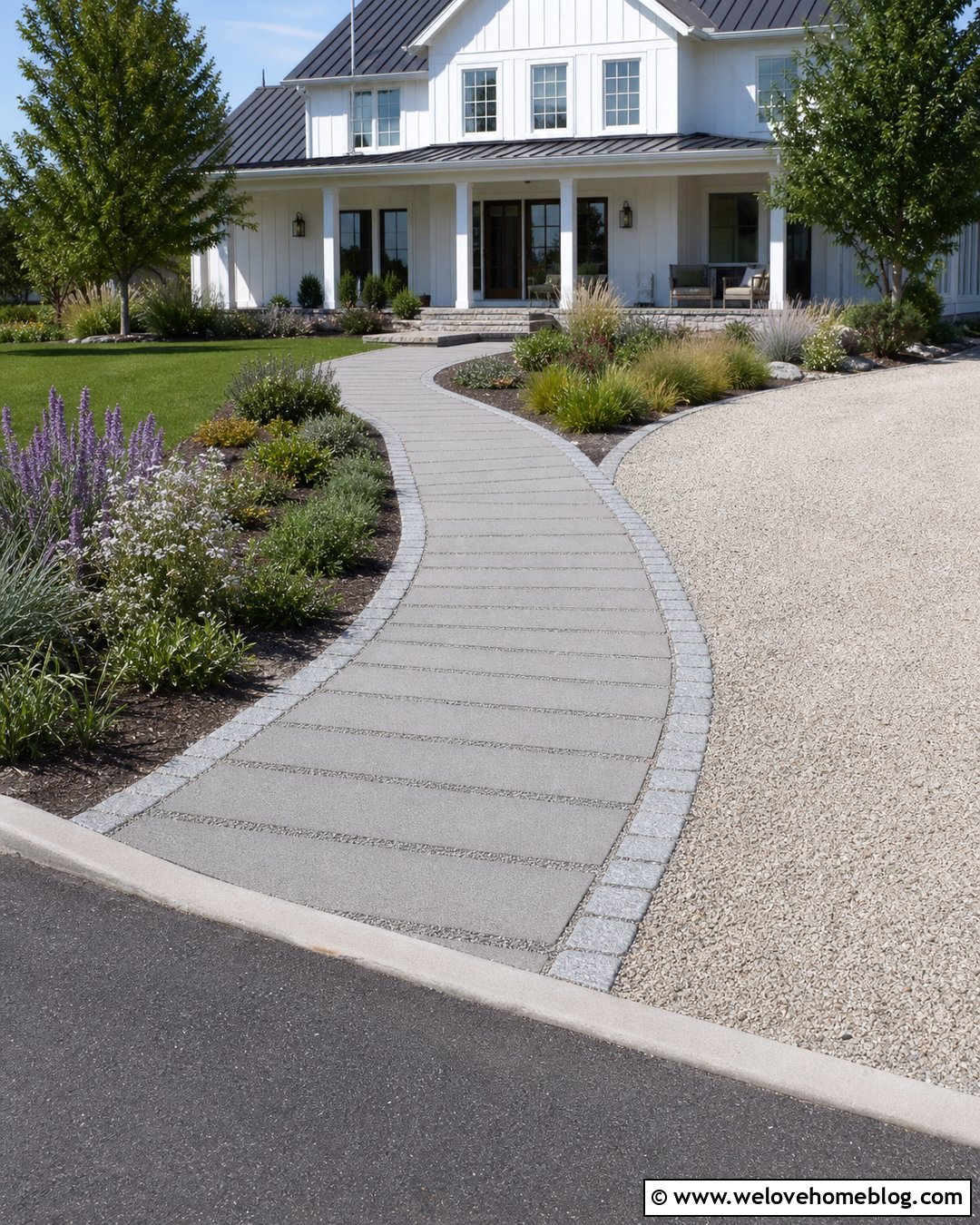 Permeable Paver Sidewalk Next To Gravel Driveway - 20 Sidewalk Next To Driveway Ideas