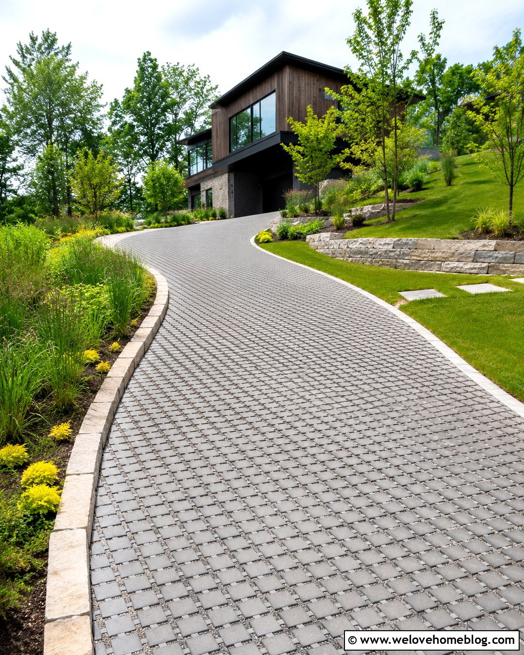 Permeable Paver Steep Driveway - 20 Steep Driveway Design Ideas
