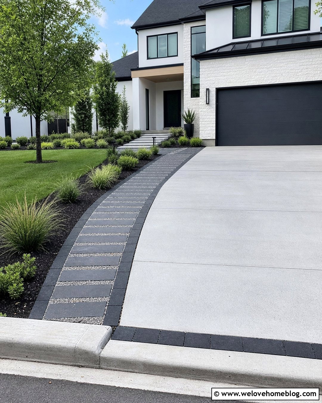 Permeable Pavers Along A Concrete Driveway - 20 Adding Pavers To Side Of Driveway Ideas