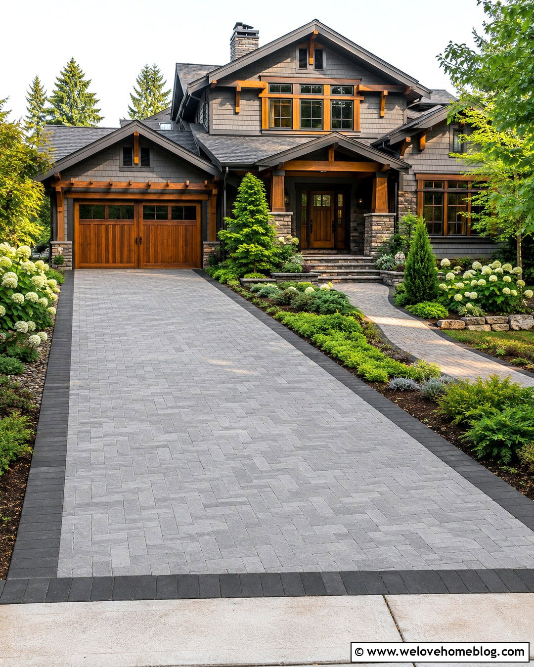 Pewter Holland Stone Driveway With Craftsman House - 20 holland stone driveway ideas