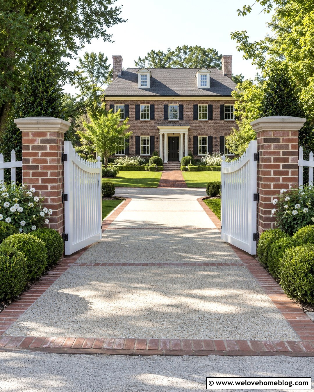 Picket Fence Driveway Gate With Brick Pillars - 20 Picket Fence Driveway Gate Ideas
