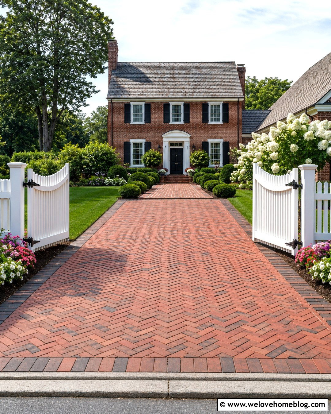 Picket Fence Gate With Brick Driveway - 20 Picket Fence Driveway Gate Ideas