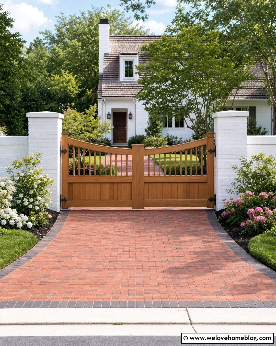 Picket Top Wood Bi Fold Driveway Gate - 20 Wood Bi-Fold Driveway Gate Ideas
