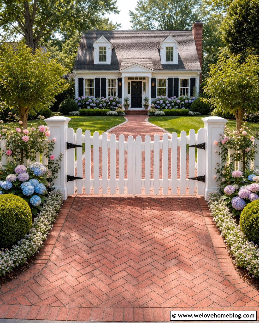 Picket Wood Driveway Gate With Brick - 20 Wood Gates Driveway Ideas