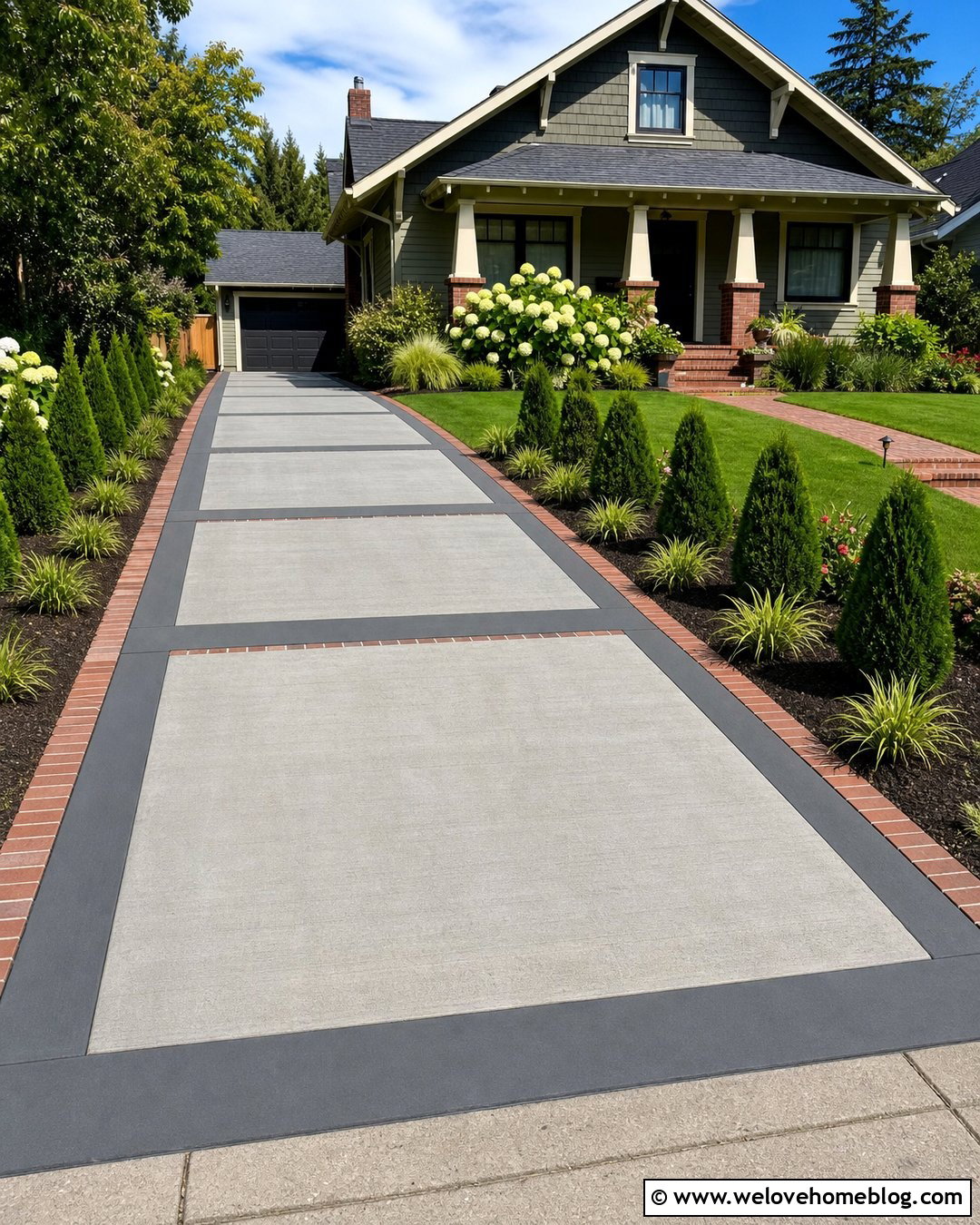 Picture Frame Broom Finish Driveway - 20 Concrete Driveway Finishes Ideas