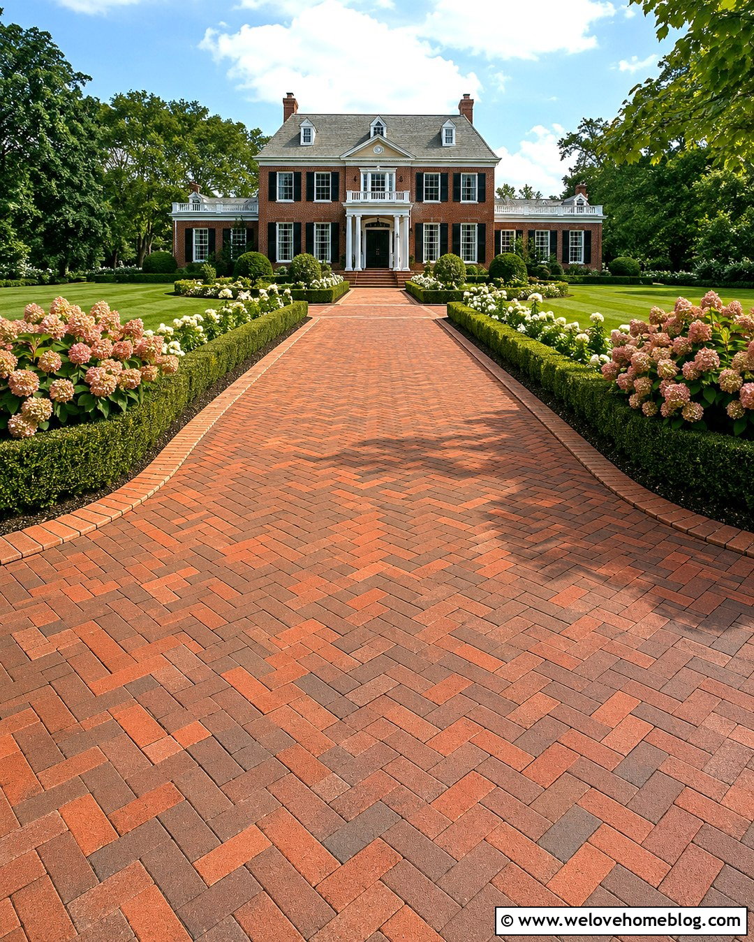 Pink Hydrangea Brick Driveway - 20 Driveway Lined With Hydrangeas Ideas