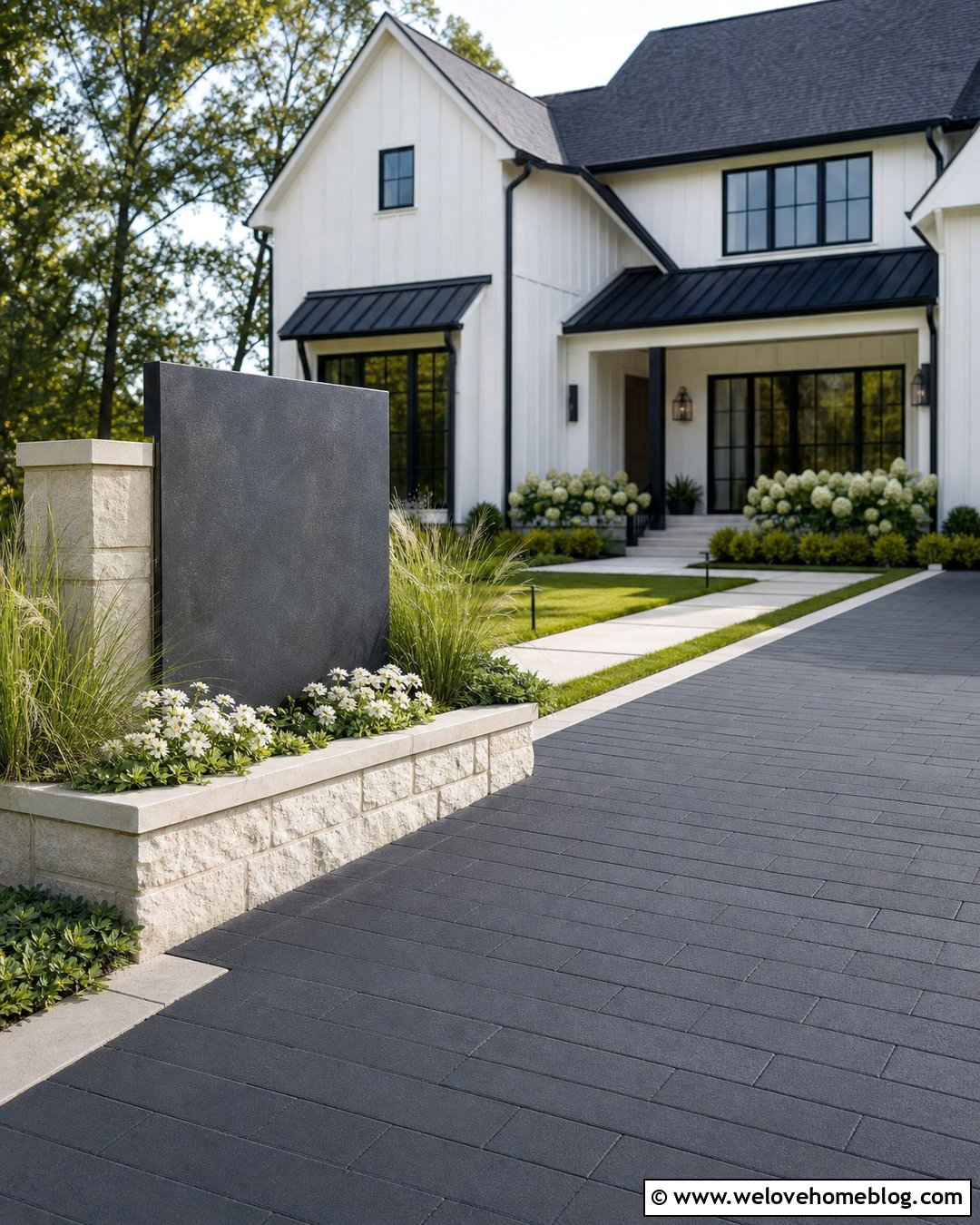 Planter Boxes With A Driveway Address Sign - 20 Driveway Planter Box Ideas