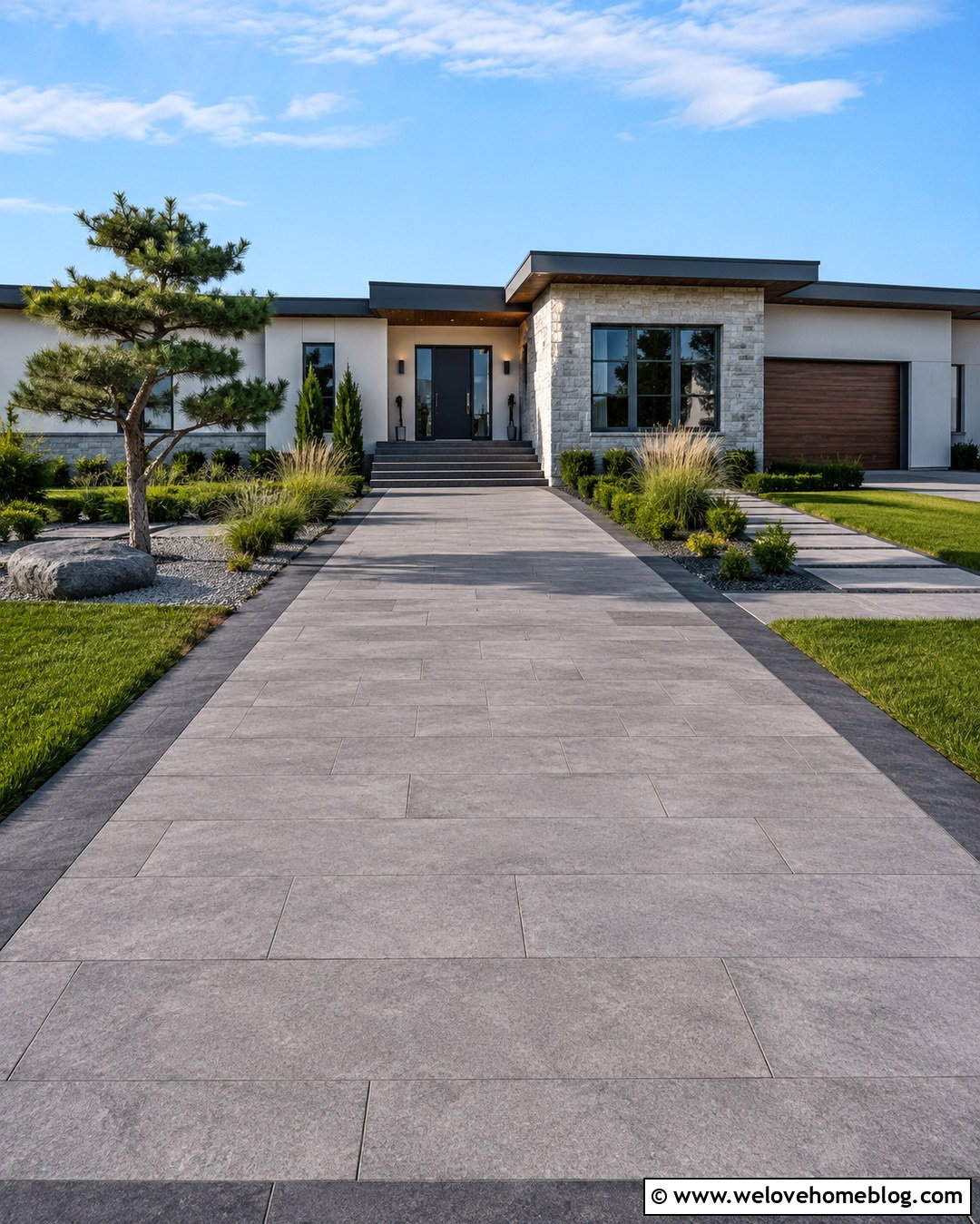 Porcelain Paver Driveway With Clean Lines
