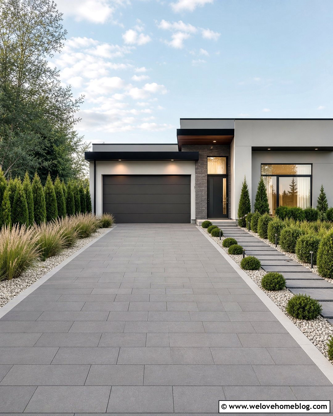 Porcelain Paver Driveway With Modern Borders - 40 driveway paving ideas