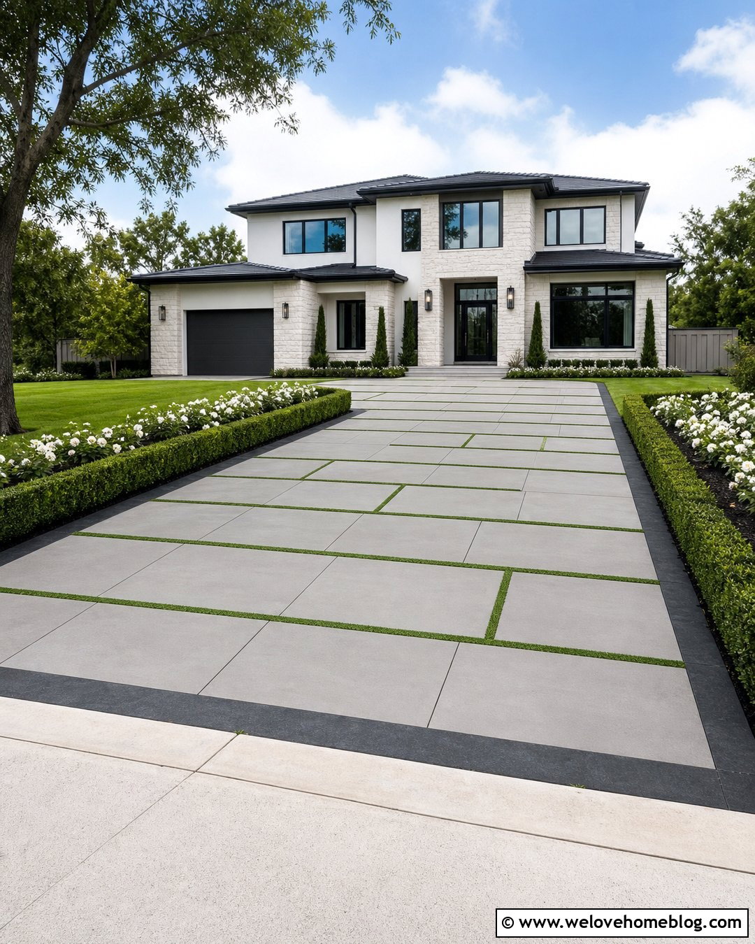Porcelain Paver Grass Pattern Driveway - 20 grass pattern driveway ideas