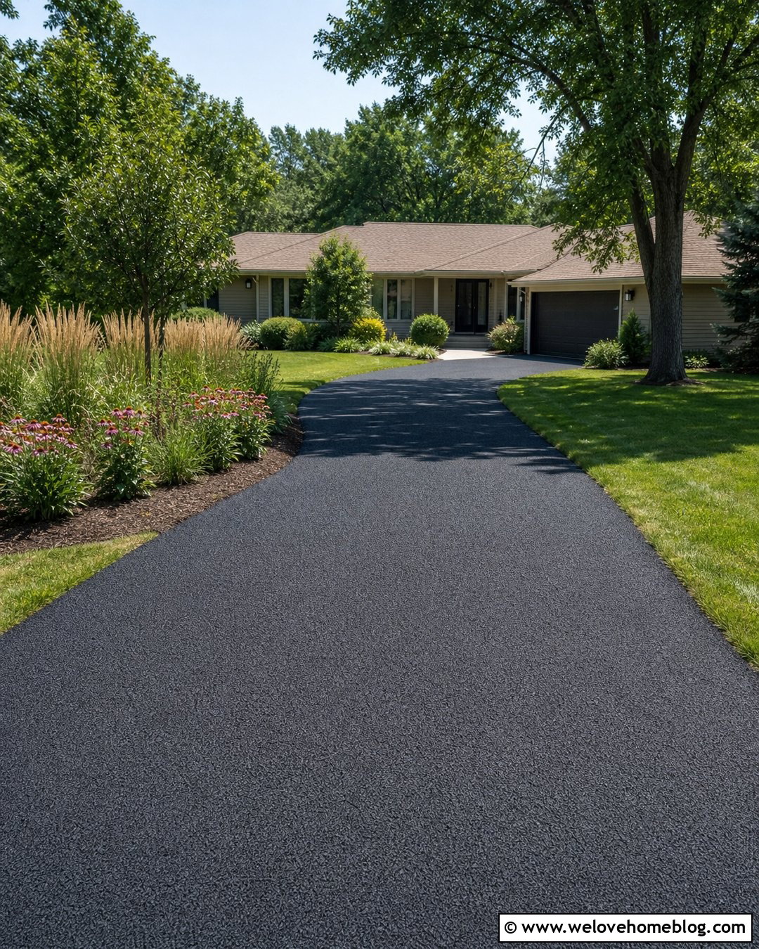 Porous Asphalt Driveway With Native Borders - 25 Driveway Alternatives Ideas